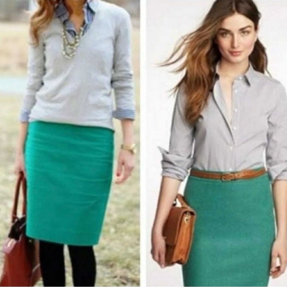 J.Crew No. 2 Pencil Skirt Wool Heather Teal Lined Classic Women's Size 6